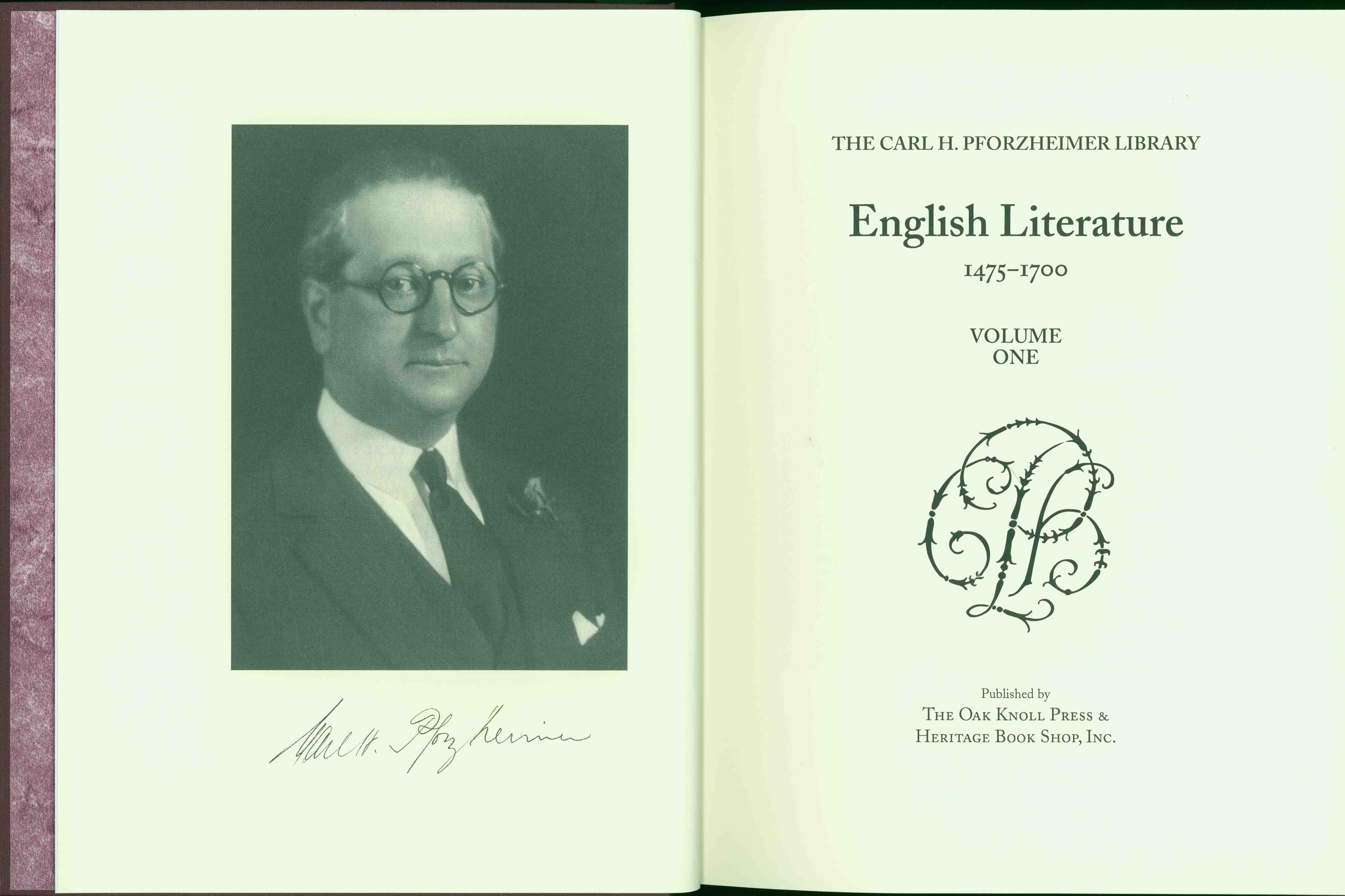 THE CARL H. PFORZHEIMER LIBRARY.