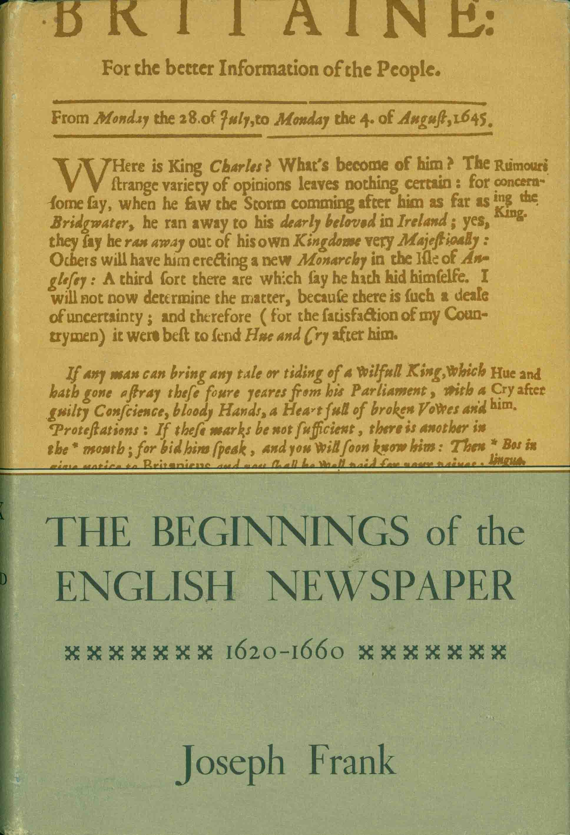 THE BEGINNINGS OF THE ENGLISH NEWSPAPER.