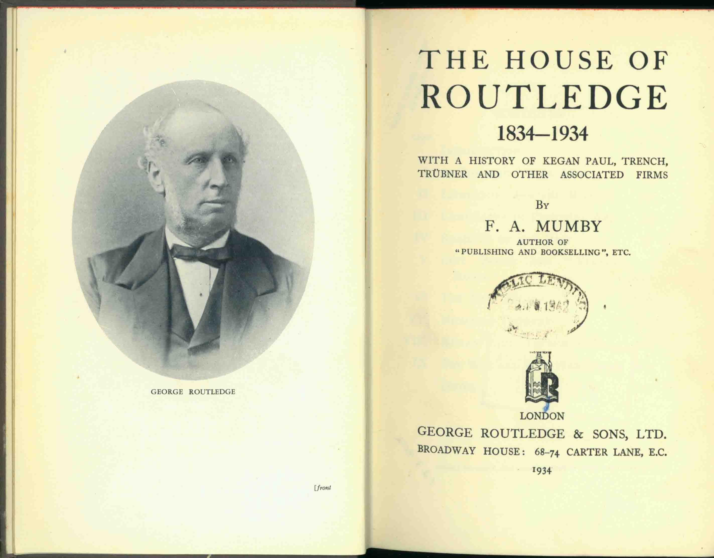 THE HOUSE OF ROUTLEDGE 1834-1934.