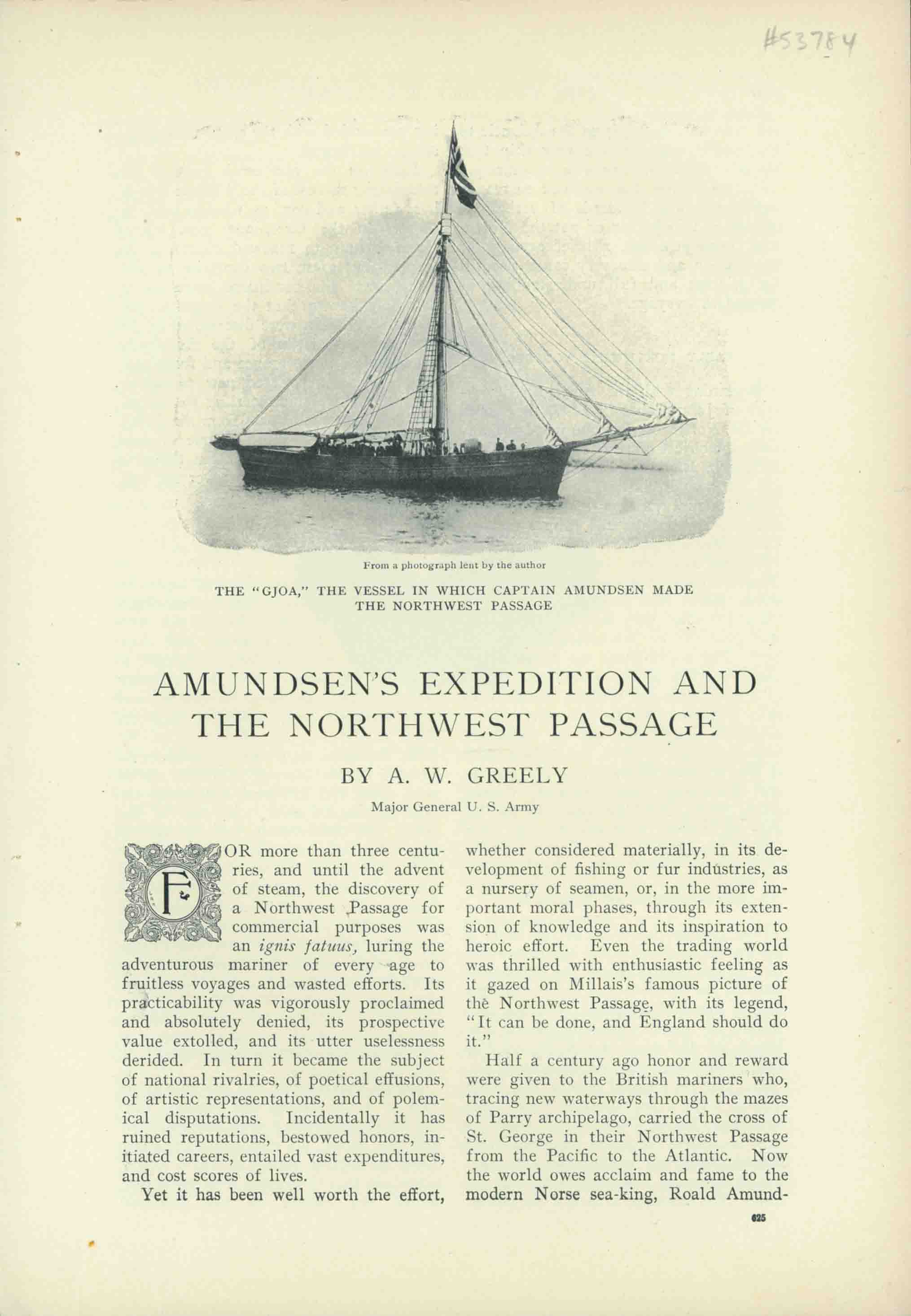 AMUNDSEN'S EXPEDITION AND THE NORTHWEST PASSAGE