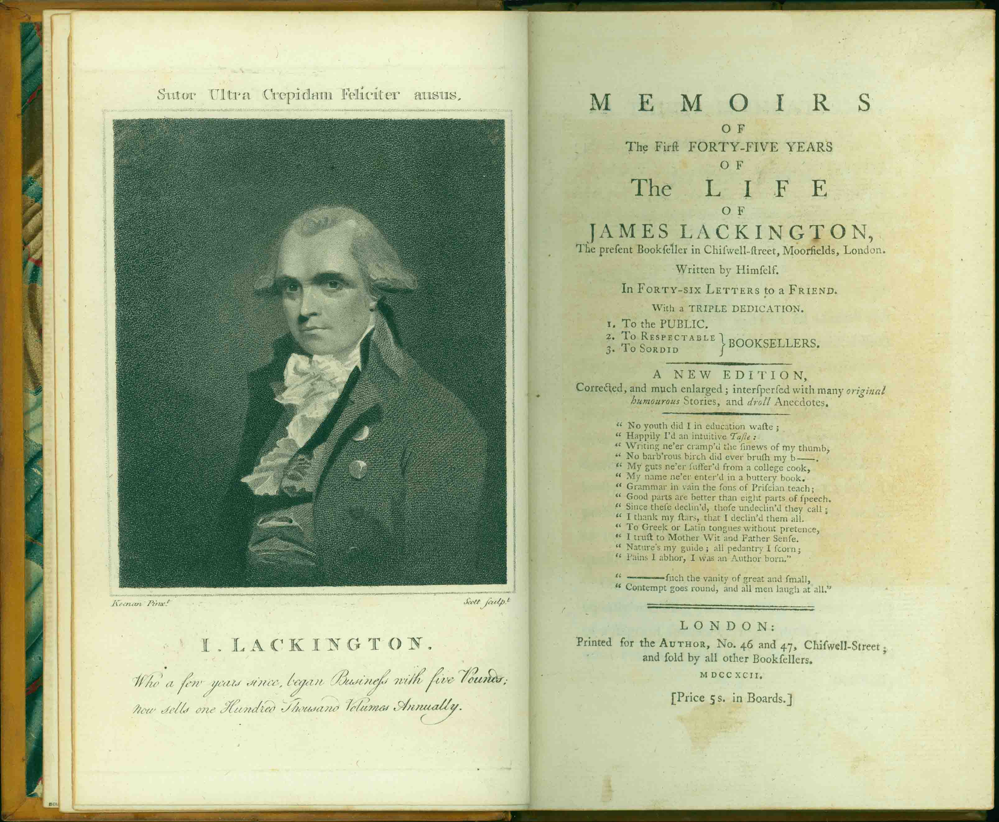 MEMOIRS OF THE FORTY-FIVE FIRST YEARS OF THE LIFE OF JAMES LACKINGTON,