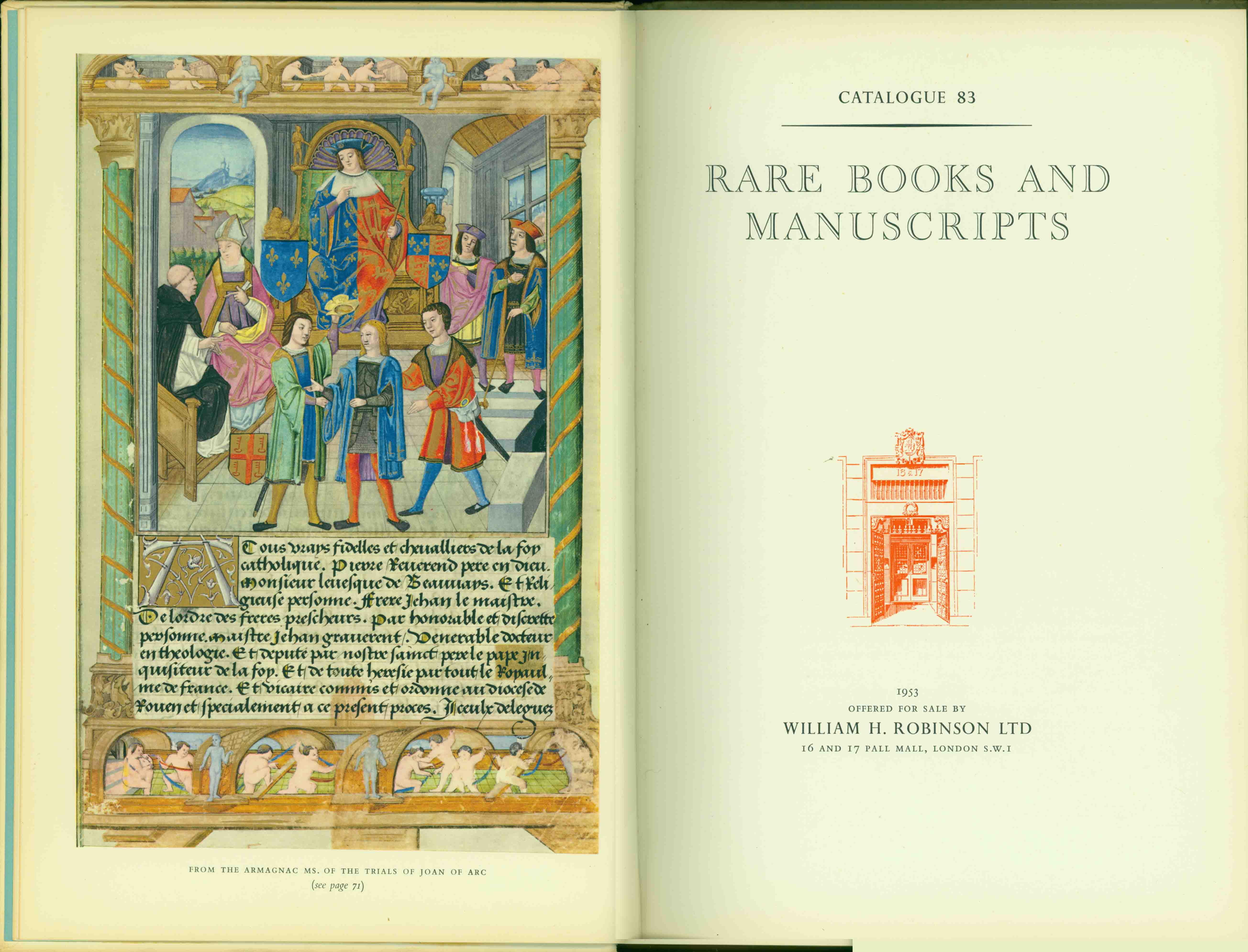 RARE BOOKS AND MANUSCRIPTS.