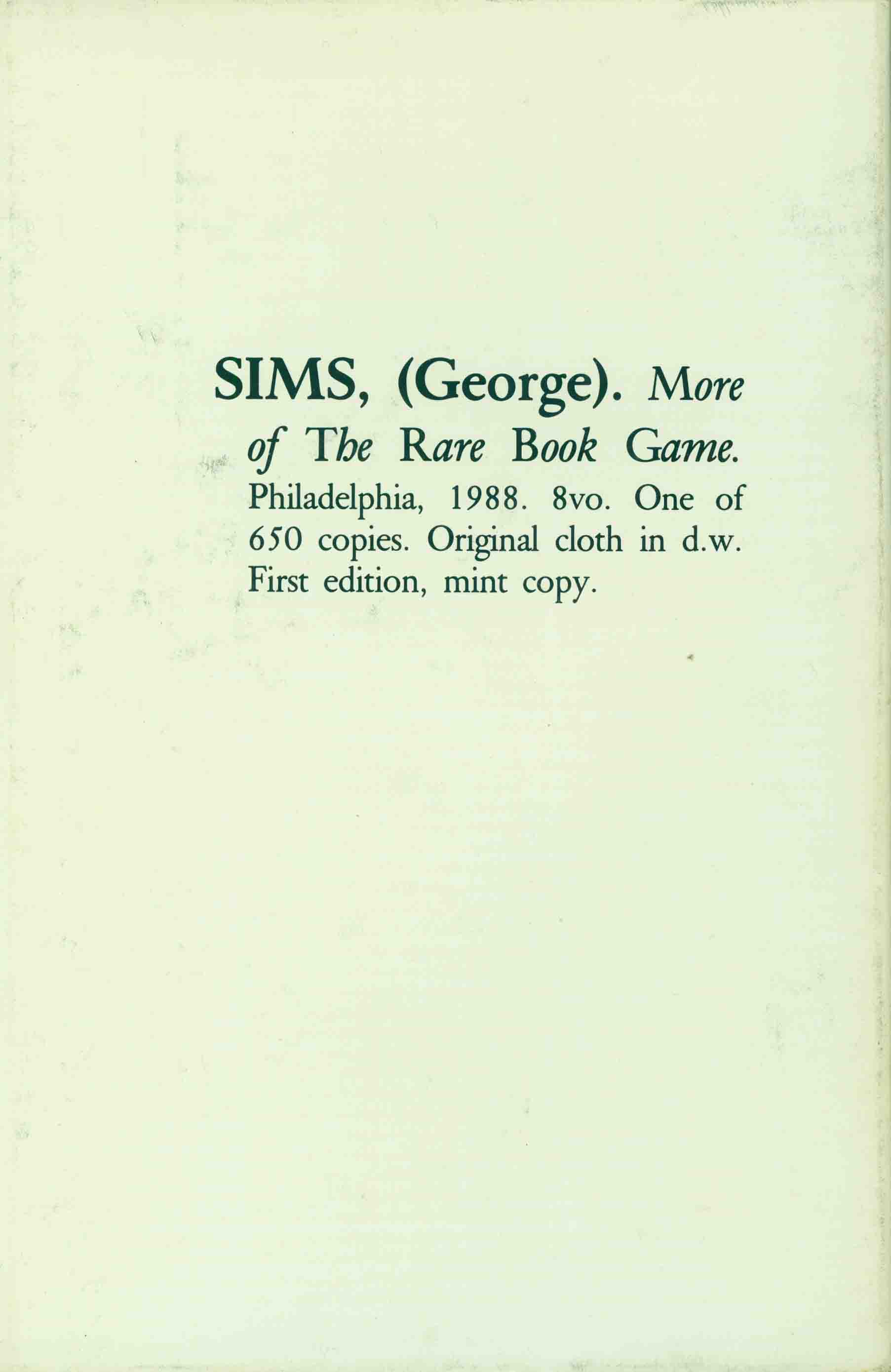 MORE OF THE RARE BOOK GAME.