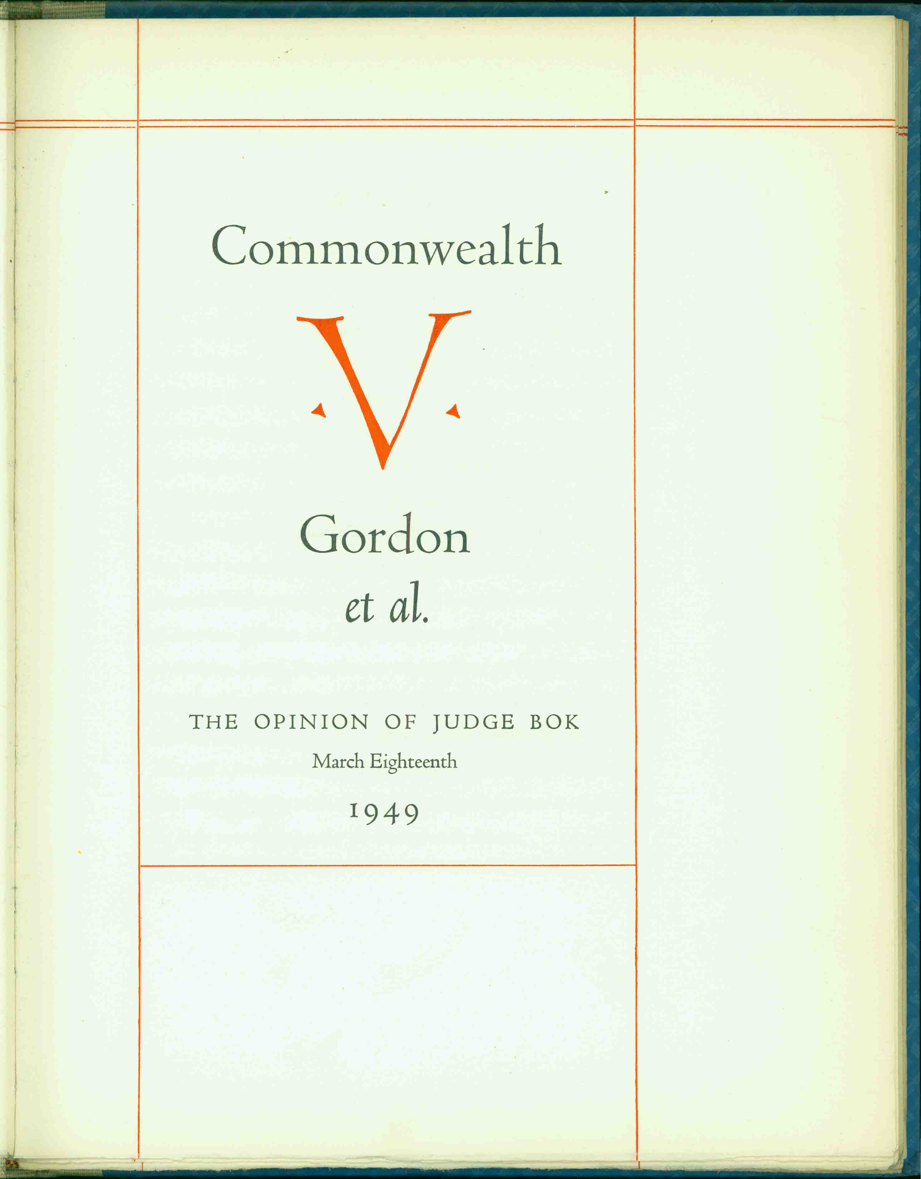COMMONWEALTH V. GORDON ET AL.