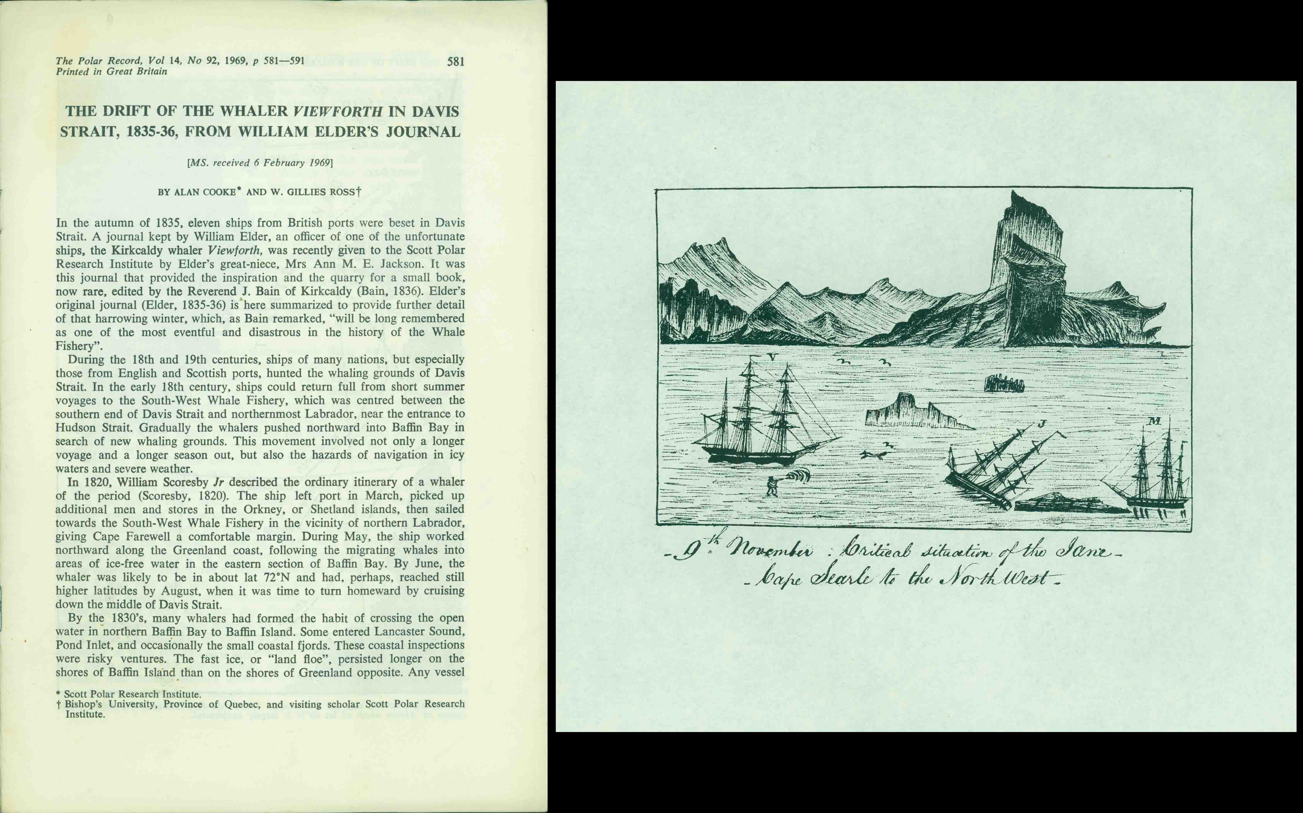 THE DRIFT OF THE WHALER VIEWFORTH IN DAVIS STRAIT, 1835-36,