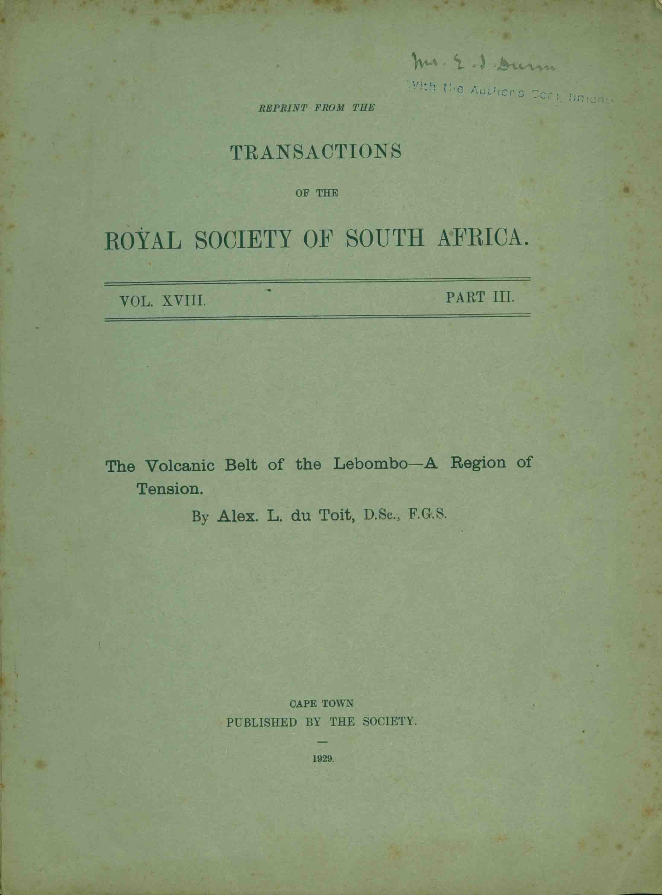 THE VOLCANIC BELT OF THE LEBOMBO--