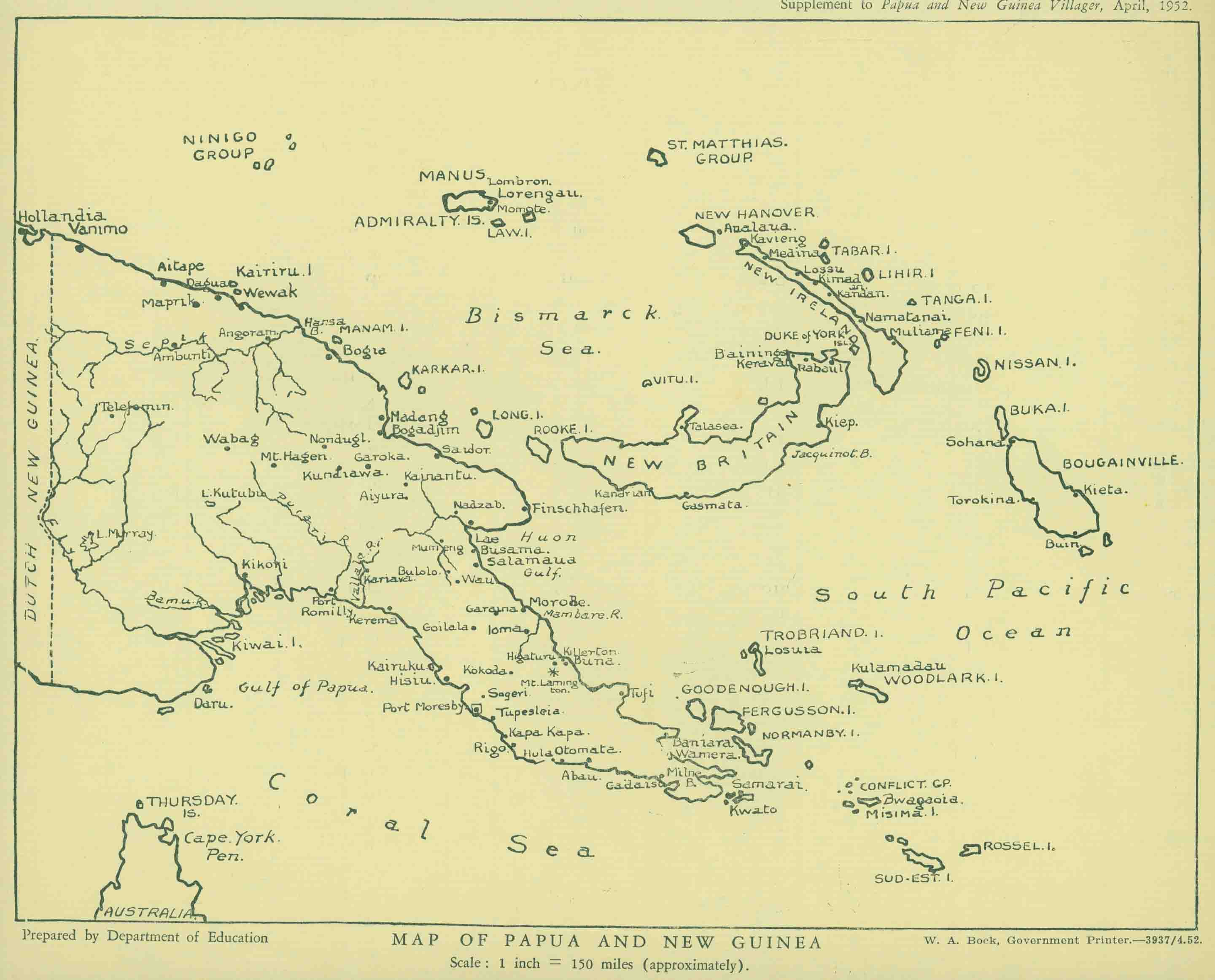 MAP OF PAPUA AND NEW GUINEA.
