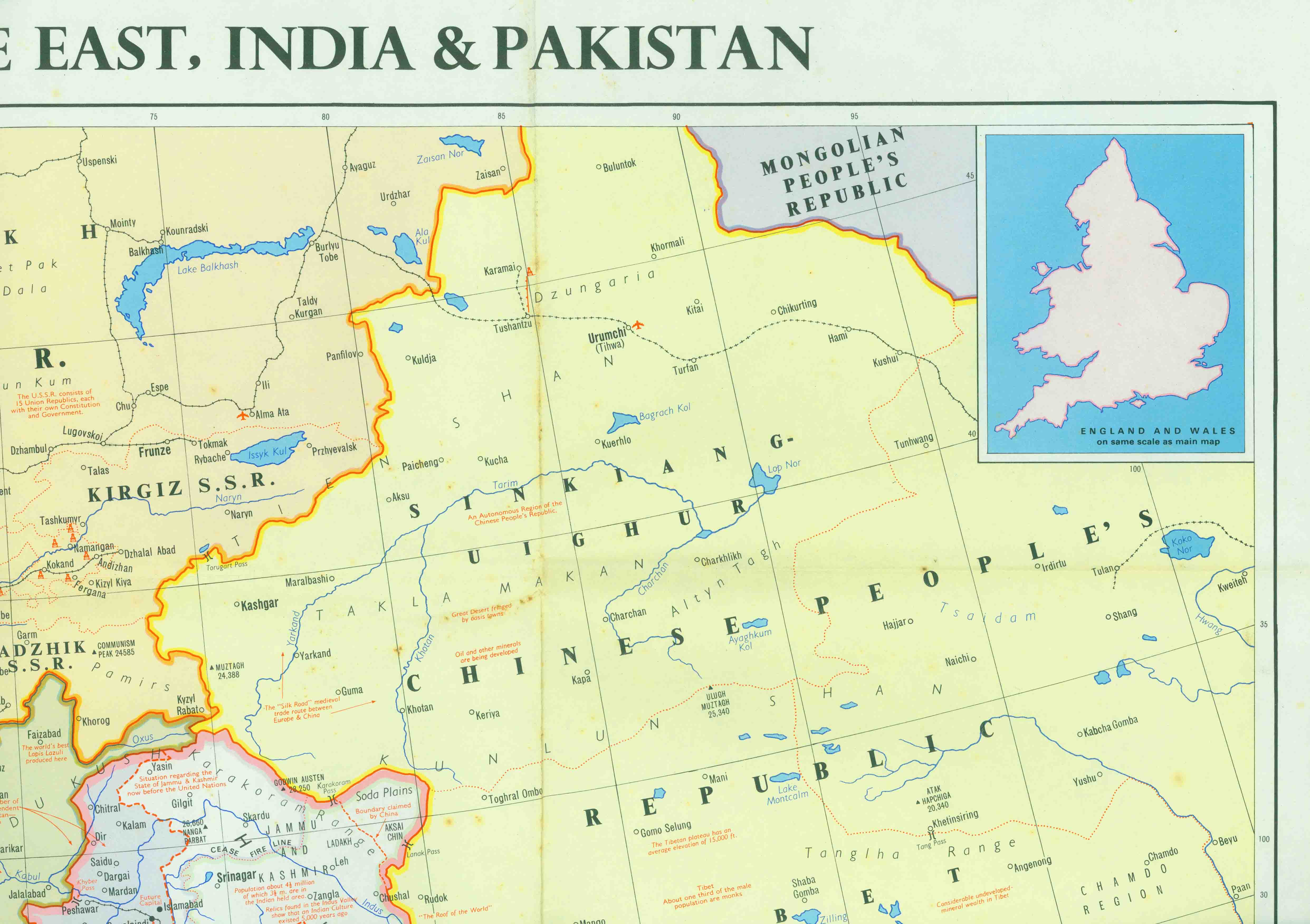 THE DAILY TELEGRAPH MAP OF THE MIDDLE EAST, INDIA & PAKISTAN.