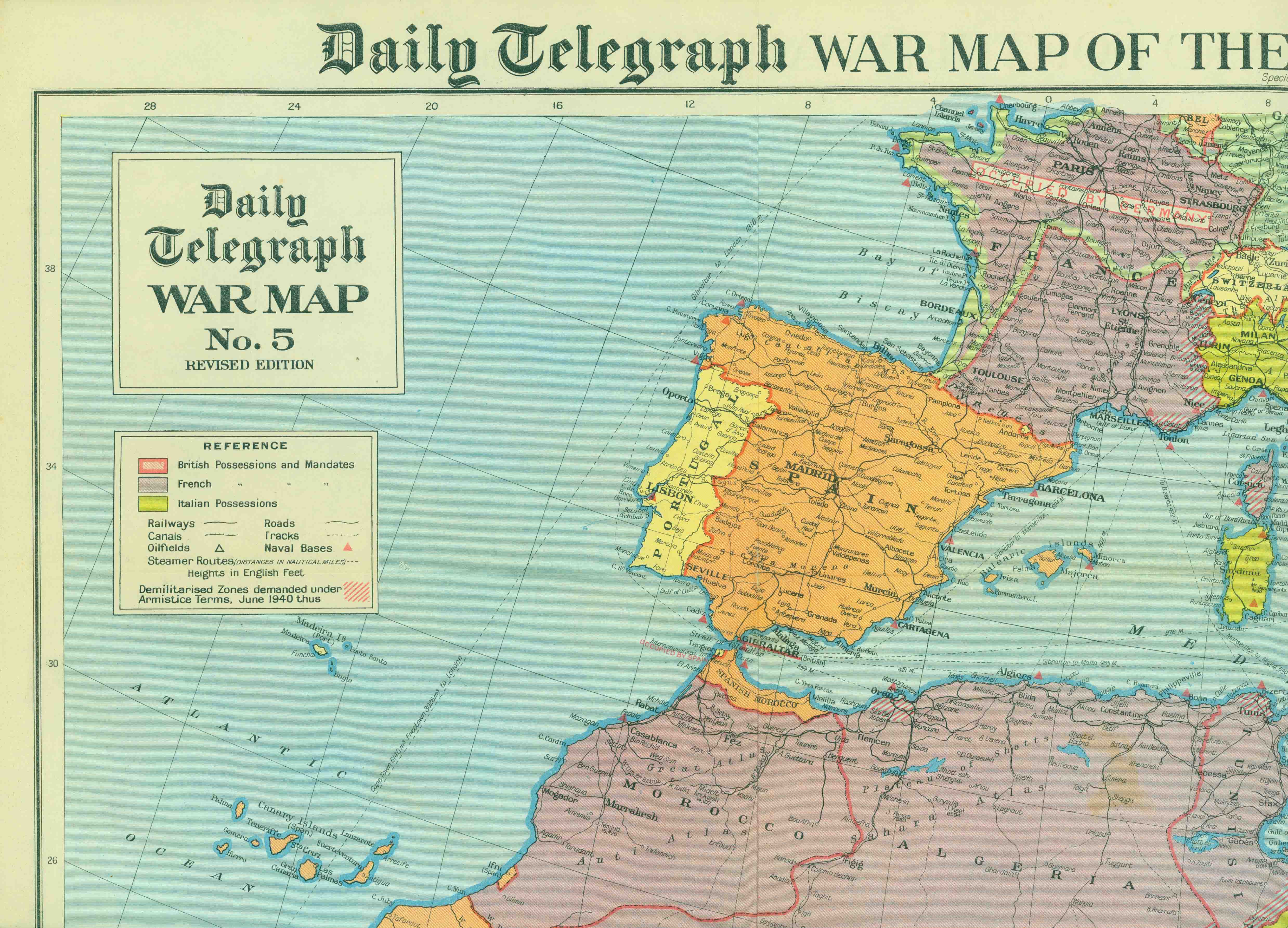 WAR MAP OF THE MEDITERRANEAN AND NORTH AFRICA.