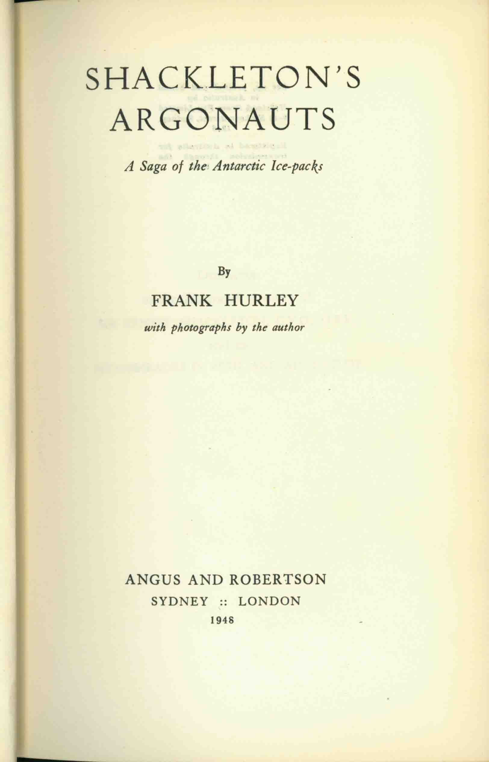 SHACKLETON'S ARGONAUTS.